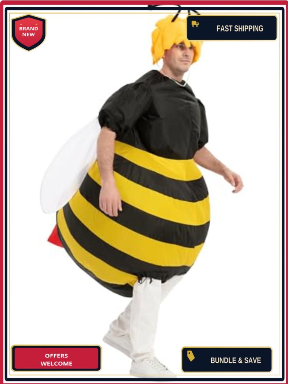 Inflatable Bumble Bee Costume Adult Blow Up Suit Halloween Party Cosplay